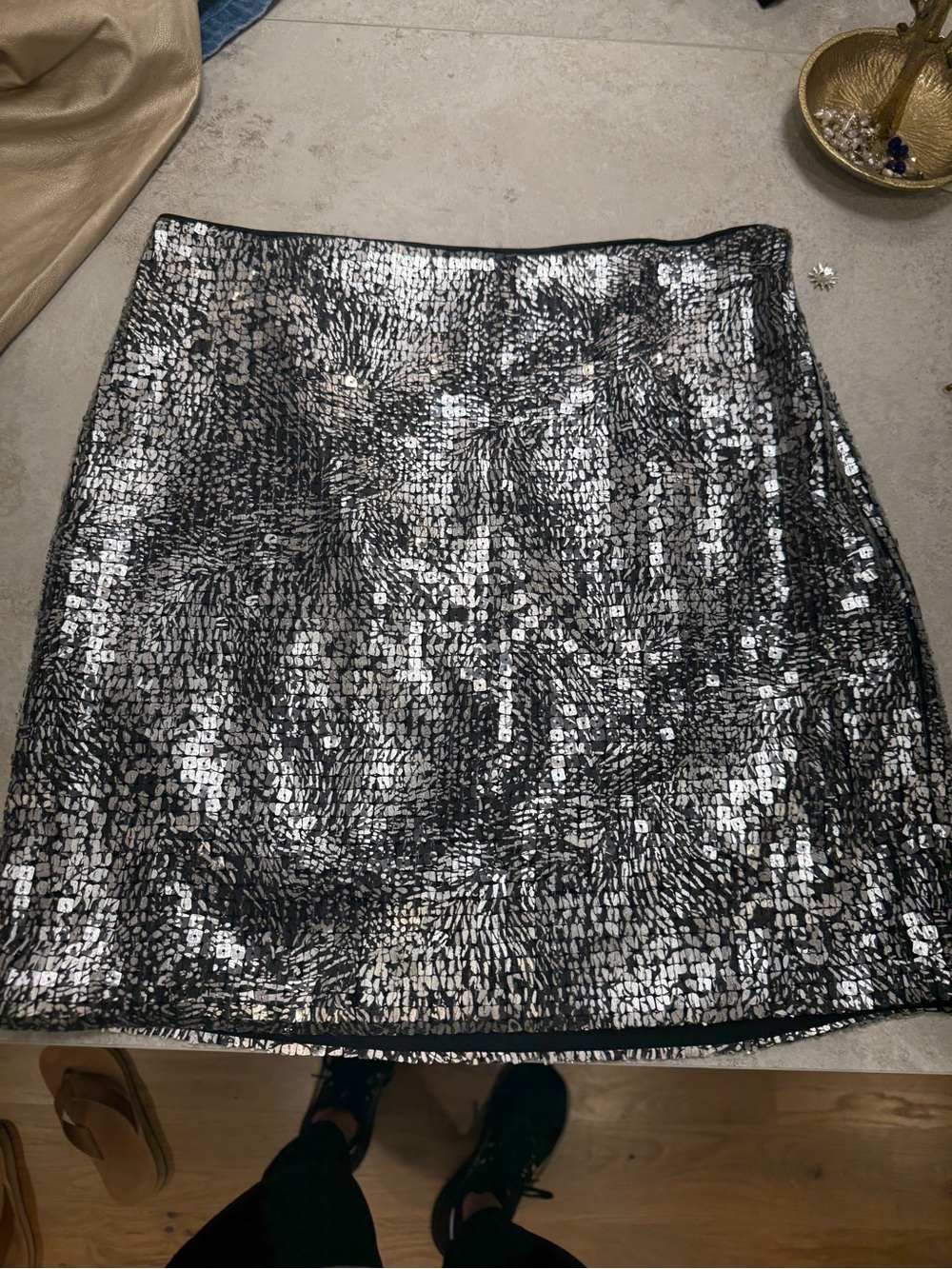 Banana Republic Silver Sequin Mini Skirt